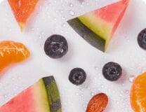 Assorted fruits on a bright background